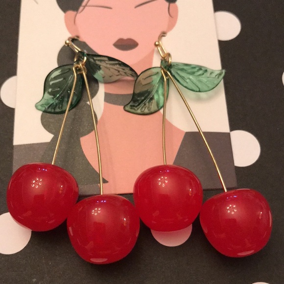 Stunning cherry earrings. NWOT. Pierced earrings. - Picture 1 of 7